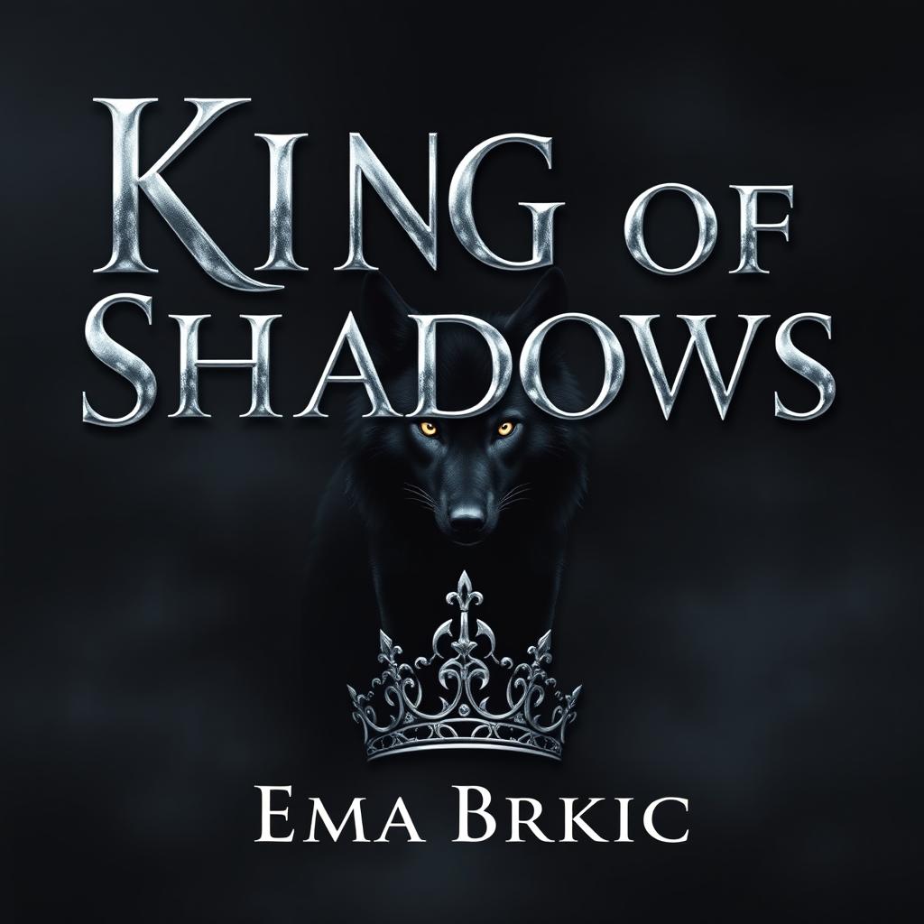 A stunning book cover design featuring the title 'King of Shadows' in elegant silver metallic letters that catch the light beautifully