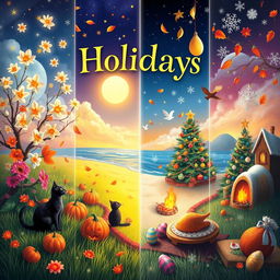 A stunning and captivating book cover artwork showcasing the essence of different holidays throughout the seasons
