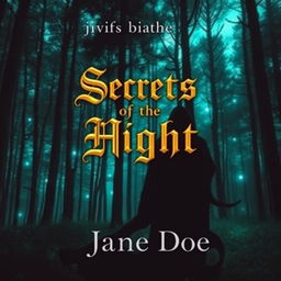 A captivating book cover design featuring a mysterious forest at dusk