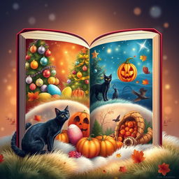 A stunning and captivating book cover artwork that beautifully represents various holidays throughout the year