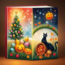 A stunning and captivating book cover artwork that beautifully represents various holidays throughout the year