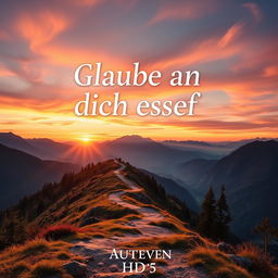 A stunning full HD book cover design featuring a serene mountain landscape at sunrise