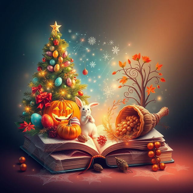 A stunning and captivating book cover artwork that elegantly showcases a variety of holidays throughout the year