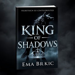 An eye-catching book cover design prominently featuring the title 'King of Shadows' in radiant silver metallic letters that stand out against a dark, atmospheric background