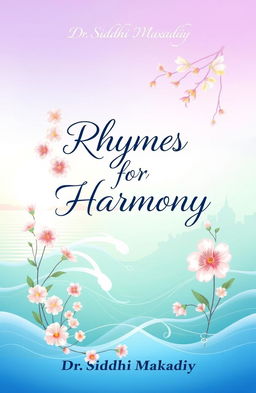 A beautiful artistic depiction of the cover of a poetry book titled 'Rhymes for Harmony' by Dr