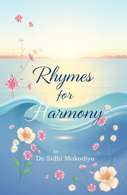 A beautiful artistic depiction of the cover of a poetry book titled 'Rhymes for Harmony' by Dr