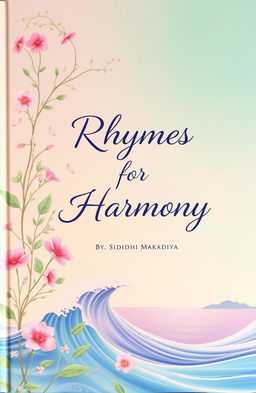 A beautiful artistic depiction of the cover of a poetry book titled 'Rhymes for Harmony' by Dr
