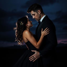 A poignant scene of two lovers in a passionate embrace, embodying the essence of dark romance