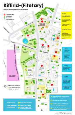 A detailed urban planning map showcasing a child-friendly neighborhood in Vijayawada, India