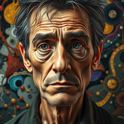 A detailed portrait of Rogelio Spare, capturing his distinctive features