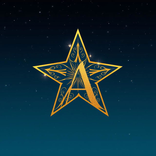 A creative and elegant design featuring a star seamlessly combined with the letter 'A'