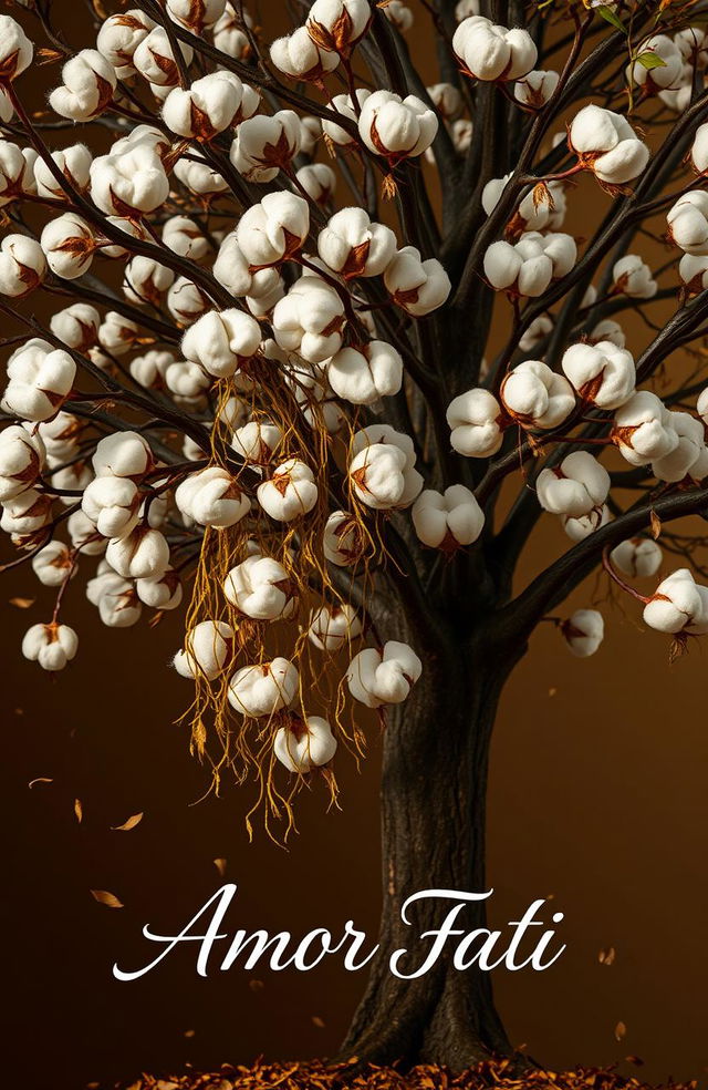 A large cotton tree with soft, white kapok falling gently from its branches, symbolizing the vulnerability of life and the process of letting go of things beyond our control