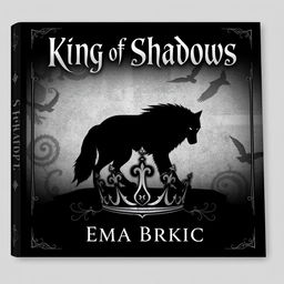 An imaginative book cover design featuring the title 'King of Shadows' prominently placed at the top, crafted with an artistic font that captures the essence of fantasy