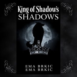 A captivating book cover design featuring the title 'King of Shadows' prominently displayed at the top, designed in a dramatic and bold font that reflects the fantasy genre