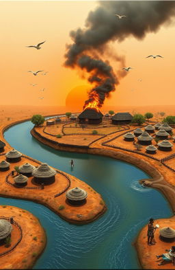 An aerial view of a vibrant landscape featuring a 3D A5 size canvas