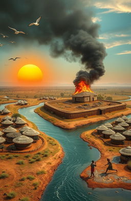An aerial view of a vibrant landscape featuring a 3D A5 size canvas