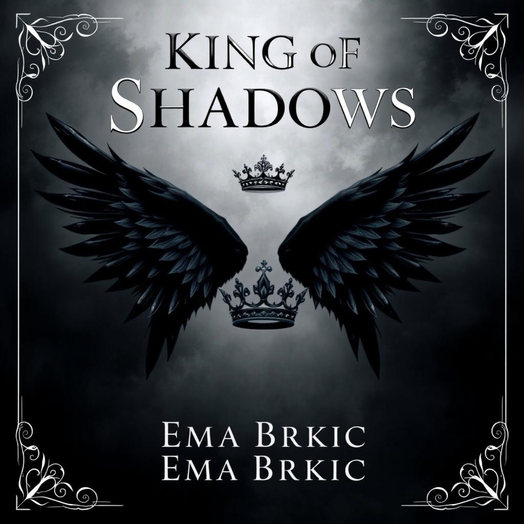 A stunning book cover design featuring the title 'King of Shadows' at the top in an elegant, bold font that conveys a sense of mystery and magic