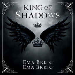 A stunning book cover design featuring the title 'King of Shadows' at the top in an elegant, bold font that conveys a sense of mystery and magic