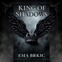 A stunning book cover design featuring the title 'King of Shadows' at the top in a bold, elegant font that exudes a sense of mystery and enchantment