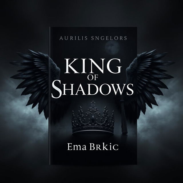 A visually striking book cover design featuring the title 'King of Shadows' prominently displayed in the center, with elegant, bold typography that conveys mystery and allure