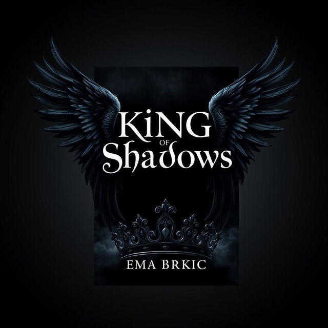 A visually striking book cover design featuring the title 'King of Shadows' prominently displayed in the center with a captivating, elegant font that evokes a sense of mystery