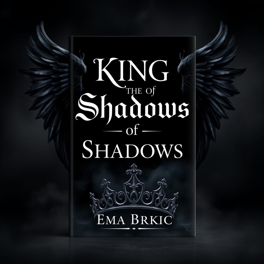 A visually striking book cover design featuring the title 'King of Shadows' prominently displayed in the center with a captivating, elegant font that evokes a sense of mystery