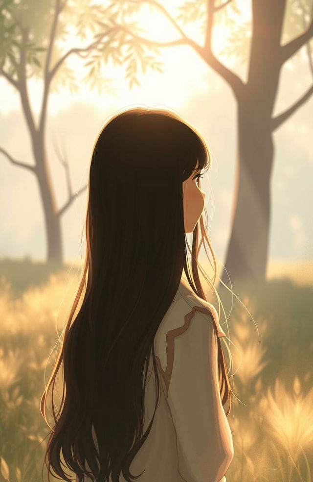 A nostalgic scene featuring a girl with an oldish vibe, with her warm, soft features