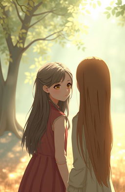 A nostalgic scene featuring a girl with an oldish vibe, with her warm, soft features