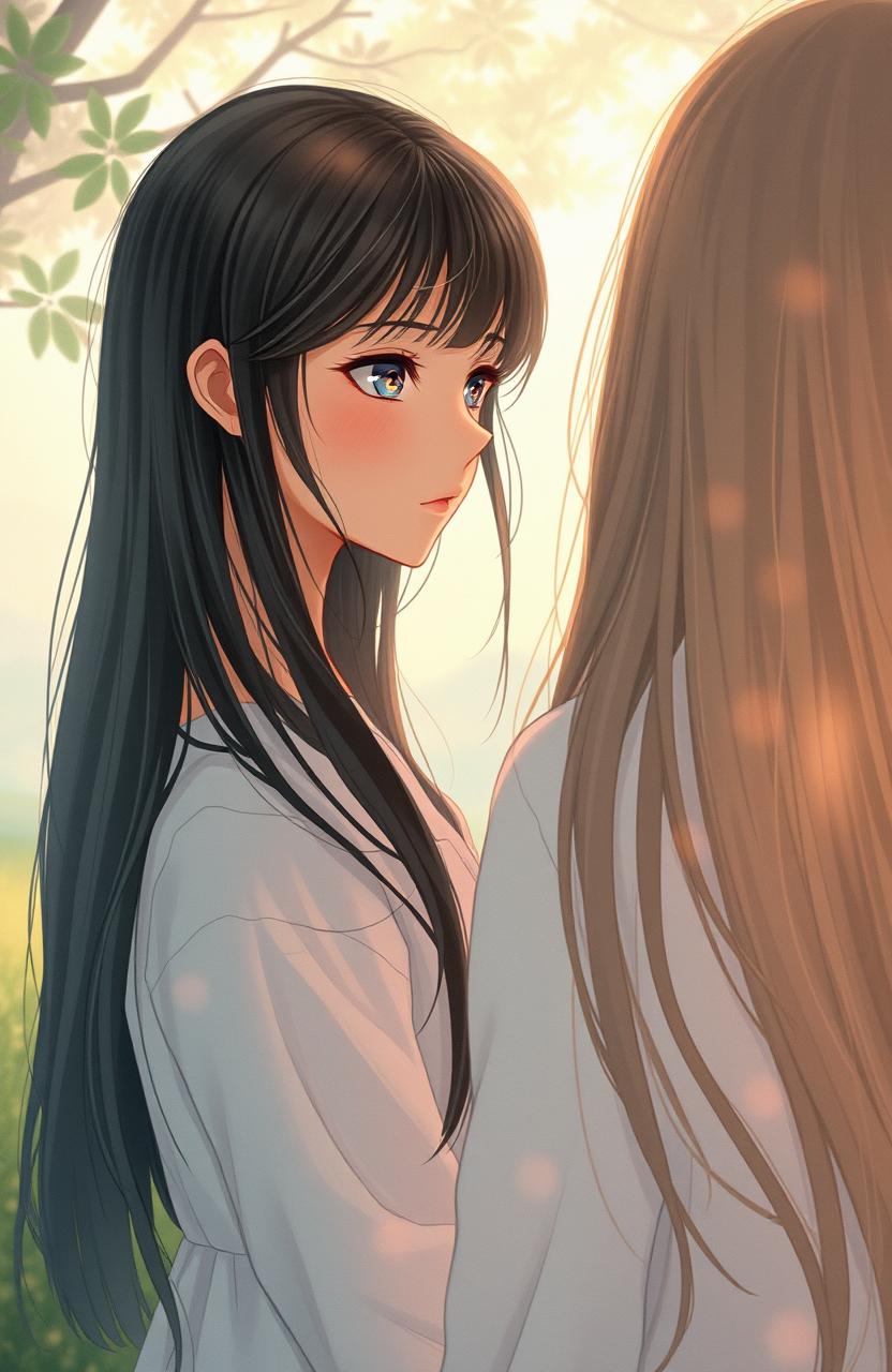 A nostalgic scene featuring a girl with an oldish vibe, with her warm, soft features