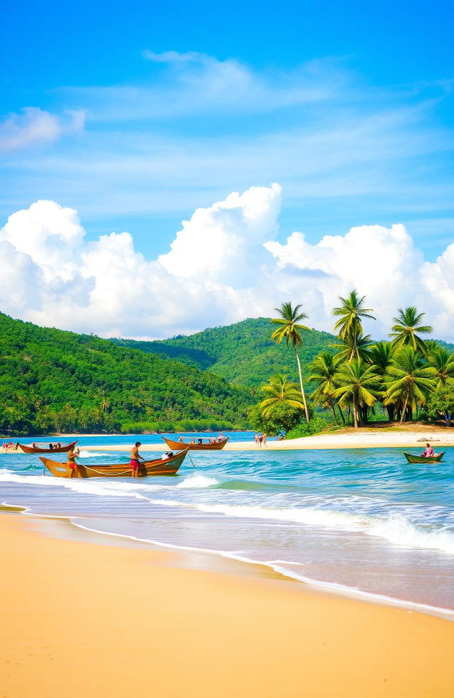 A beautiful beach scene depicting the memories of Aceh, Indonesia, featuring soft golden sand and gently lapping waves