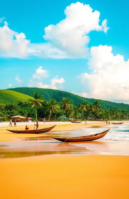 A beautiful beach scene depicting the memories of Aceh, Indonesia, featuring soft golden sand and gently lapping waves