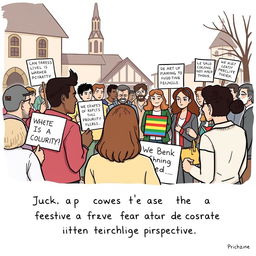 An illustration conveying a perspective that opposes LGBT advocacy, depicted in a thoughtful manner