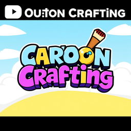 A vibrant and playful logo for a YouTube channel named 'Cartoon Crafting'