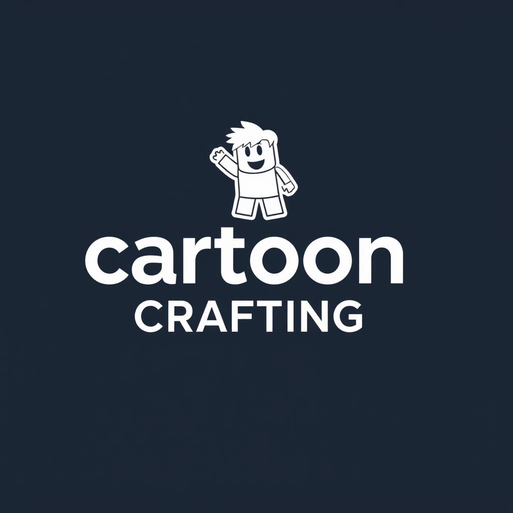 A minimalist logo for a YouTube channel named 'Cartoon Crafting', centered around Roblox Studio cartoons