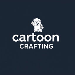 A minimalist logo for a YouTube channel named 'Cartoon Crafting', centered around Roblox Studio cartoons