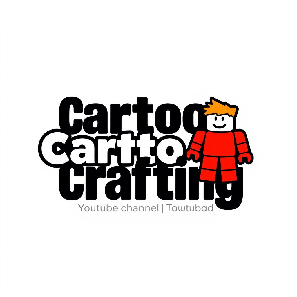 A minimalist logo for a YouTube channel named 'Cartoon Crafting', focused on Roblox Studio cartoons