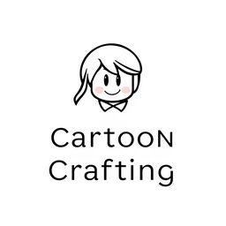 A logo design for a brand named 'Cartoon Crafting', inspired by Chanel and focused on Roblox Studio cartoons