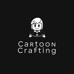 A logo design for a brand named 'Cartoon Crafting', inspired by Chanel and focused on Roblox Studio cartoons