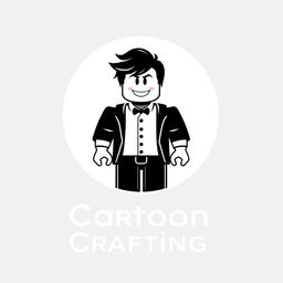 A logo design for 'Cartoon Crafting', inspired by Chanel and focused on Roblox Studio cartoons
