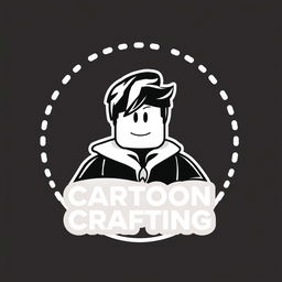 A logo design for 'Cartoon Crafting', inspired by Chanel, focused on Roblox Studio cartoons