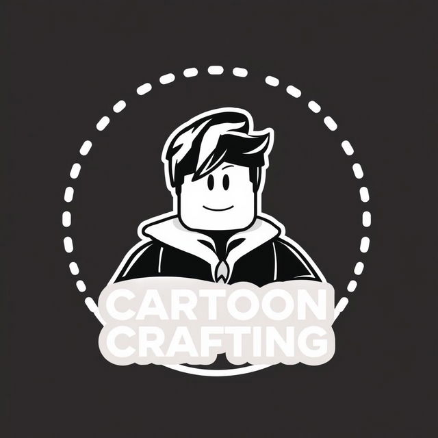 A logo design for 'Cartoon Crafting', inspired by Chanel, focused on Roblox Studio cartoons