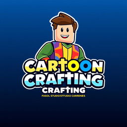 A logo design for a channel named 'Cartoon Crafting', focused on Roblox Studio cartoons