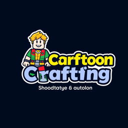 A logo design for a channel named 'Cartoon Crafting', focused on Roblox Studio cartoons