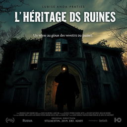 A cinematic poster for an urban exploration (URBEX) themed movie titled 'L'Héritage des Ruines'