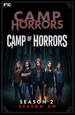 A thrilling and eerie cover design for the horror series "Camp of Horrors" Season 2