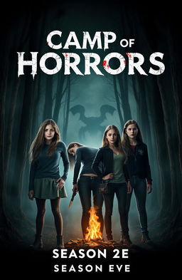 A thrilling and eerie cover design for the horror series "Camp of Horrors" Season 2