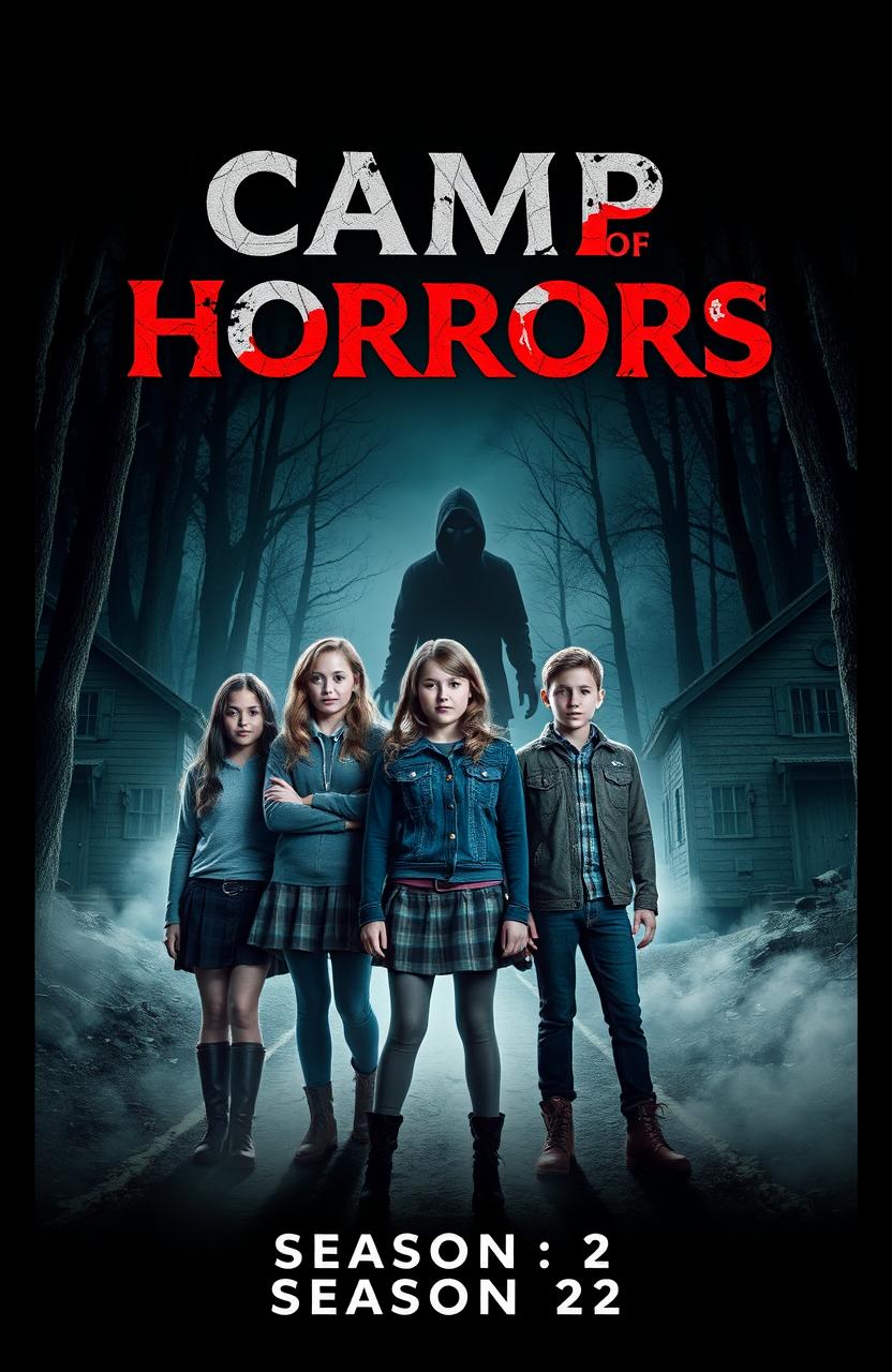 A thrilling and suspenseful cover for the TV series "Camp of Horrors" Season 2