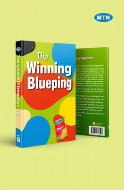 A creative design for a book cover featuring vibrant colors inspired by Indomie (yellow, green), Maggi (yellow, red), and MTN (yellow, blue)