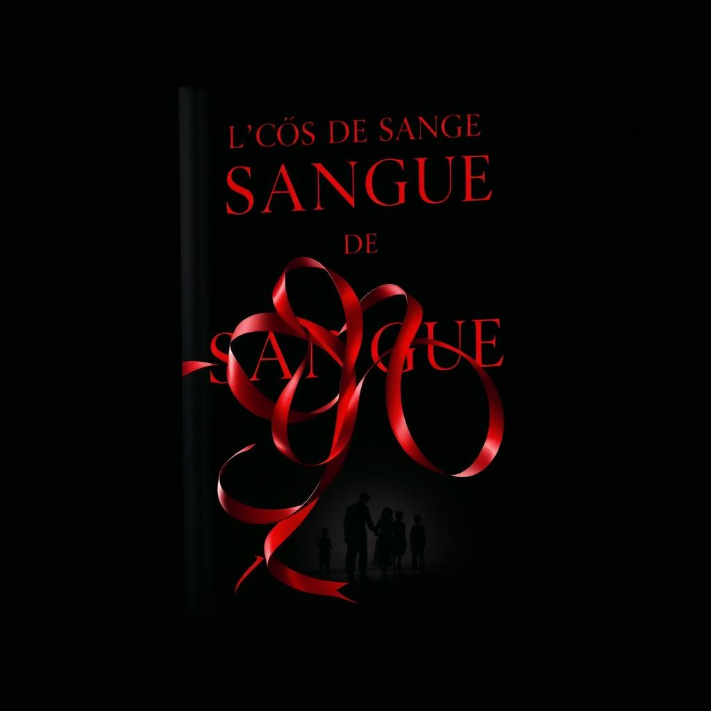 A dramatic book cover for 'Laços de Sangue', featuring bold, captivating typography in striking red letters