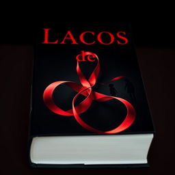 A dramatic book cover for 'Laços de Sangue', featuring bold, captivating typography in striking red letters